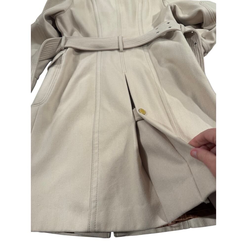 Kenneth Cole New York Wool Blend Belted Coat Women’s Size 8 Cream Peacoat - Picture 14 of 15